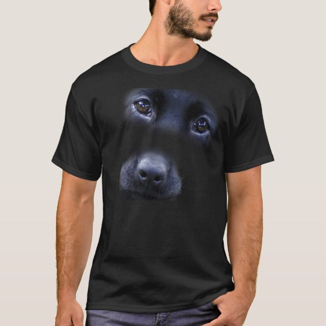 T-shirt noir de visage de chiot de laboratoire (Devant)