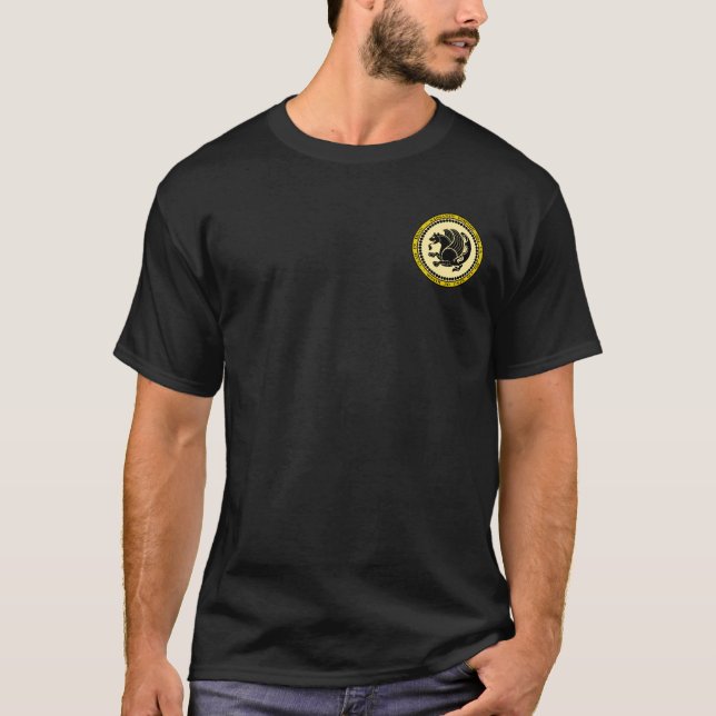 T-shirt Noir d'empire de Sassanid et chemise de joint d'or (Devant)