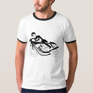 T-shirt Noir d'empreinte de pas de deux roues