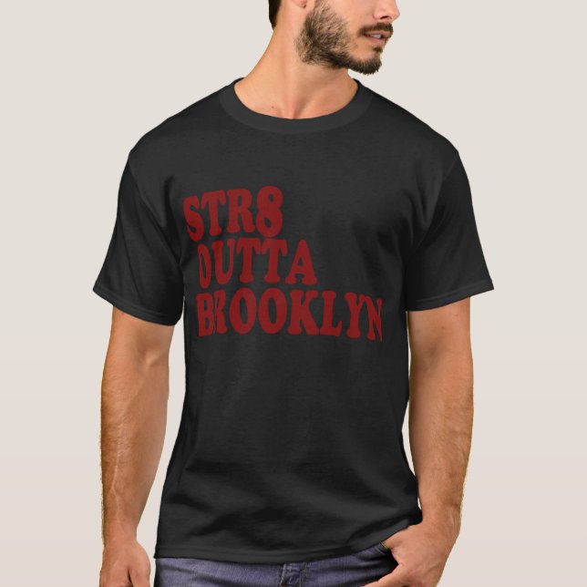 T-shirt noir droit d'Outta Brooklyn (Devant)