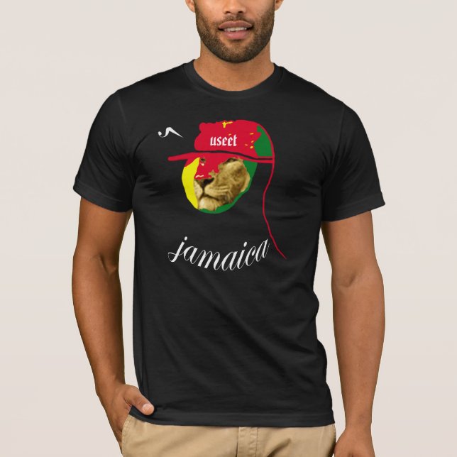 T-shirt noir d'Useet Jamaïque Lionhead (Devant)