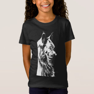 T-shirt noir en jersey pour filles Maine Coon pour