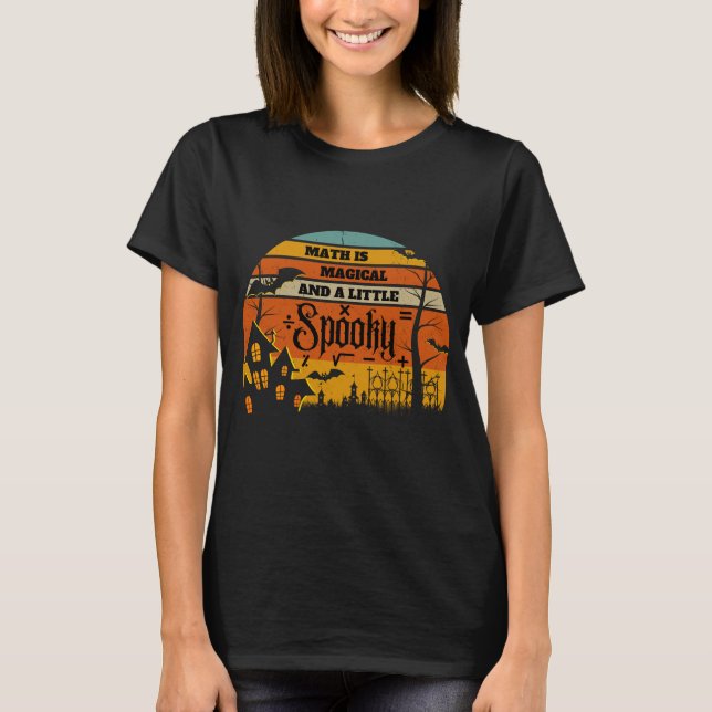 T-shirt noir enseignant math Halloween (Devant)