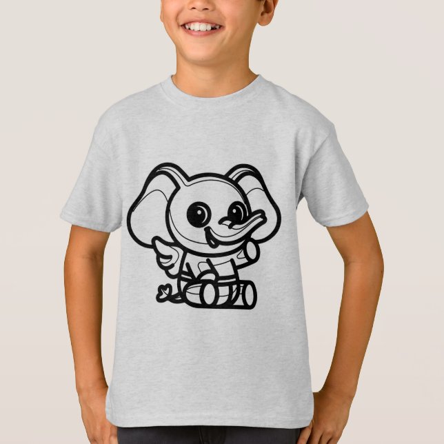 T-shirt NOIR ET BLANC #11 - Eléphant angle bébé (Devant)