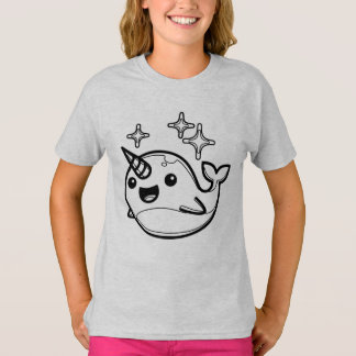 T-shirt NOIR ET BLANC #30 - FUNNY ET CUTE Narwhal