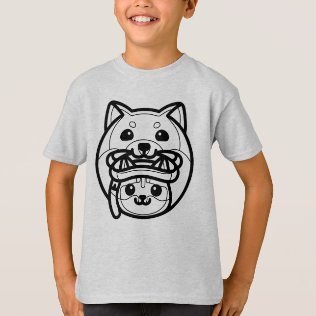 T-shirt NOIR ET BLANC #54 - Chien et chat dans une aventur (Devant)