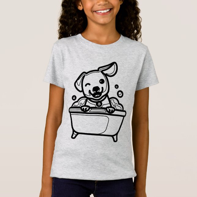 T-Shirt NOIR ET BLANC #58 - Baignade de chien (Devant)