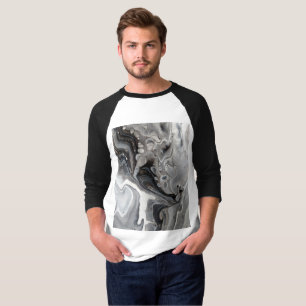 T-shirt noir et blanc à manches Raglan - maillot d
