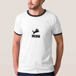 T-shirt noir et blanc avec motif de chat