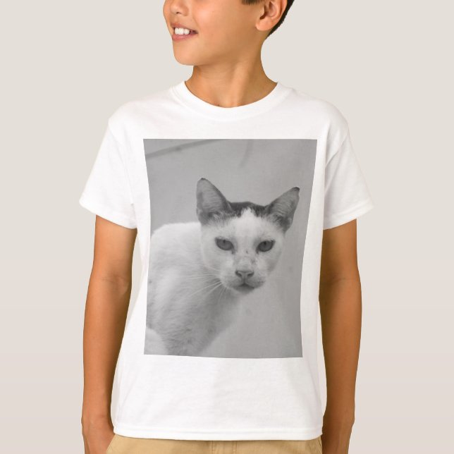 T-shirt Noir et blanc - Chat 02 (Devant)