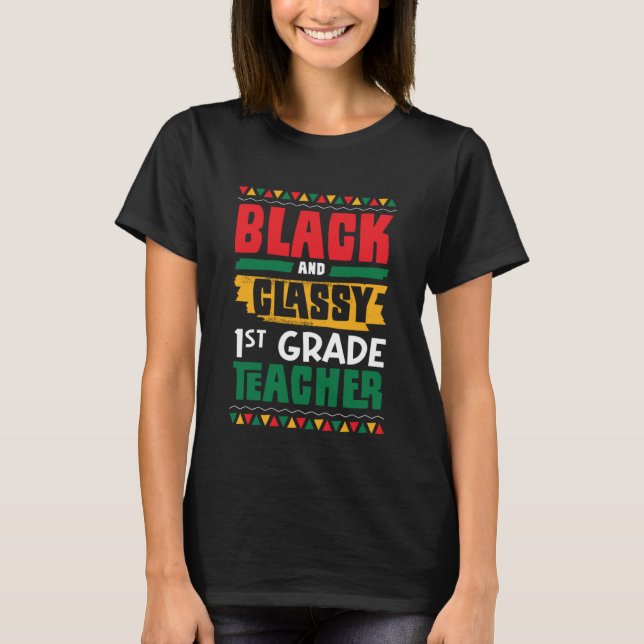 T-shirt Noir et classe 1ère année Enseignant Noir Histoire (Devant)