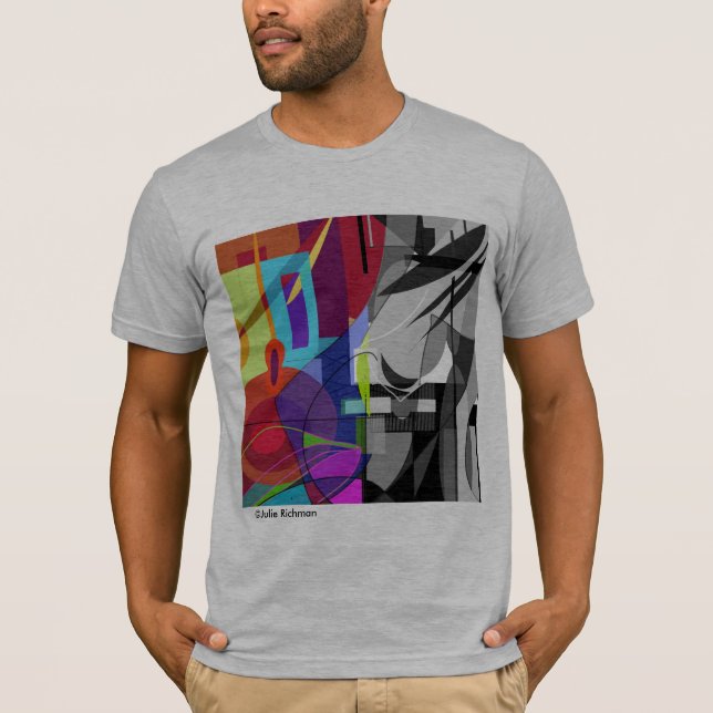 T-shirt noir et frais abstrait de couleurs (Devant)