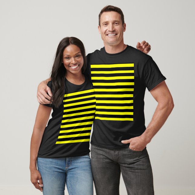 T-shirt Noir et Jaune rayé PERSONNALISABLE (Unisexe)