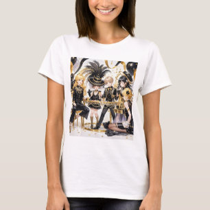 T-shirt Noir et or, Luxe riche, style Moulin rouge