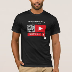 T-shirt Noir et rouge élégant - QR Code, Youtube - Vlogger