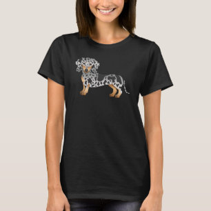 T-shirt Noir Et Tan Dapper Cheveux Courte Dachshund Mignon