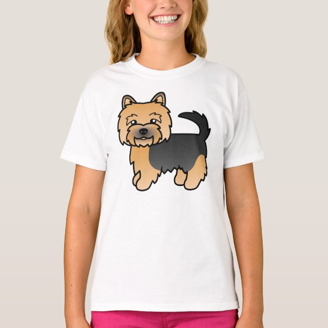 T-shirt Noir Et Tan Norwich Terrier Cute Dessin Chien (Devant)