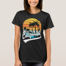 T-shirt noir féminin California Retro Sunset