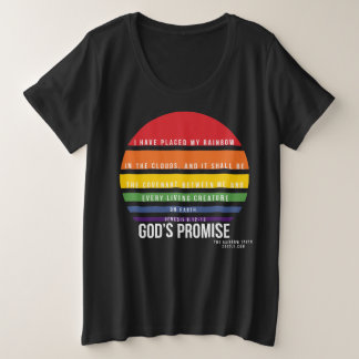 T-shirt noir féminin plus cercle arc-en-ciel 