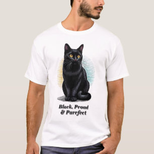 T-shirt Noir, Fier et Purfect - JunetDix Cat Art