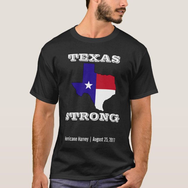 T-shirt Noir fort de Harvey le Texas d'ouragan (Devant)