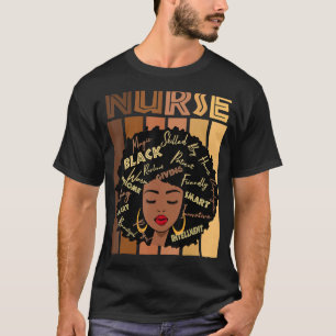 T-shirt Noir forte infirmière Afro Love Melanin Afro Ameri