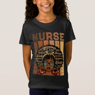 T-Shirt Noir forte infirmière Afro Love Melanin Afro Ameri