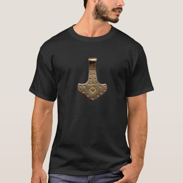 T-shirt noir Gold Thor Hammer (Devant)