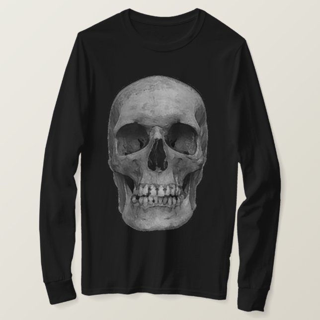 T-shirt Noir gris Pop Art Retro Stylish Crâne (Design devant)