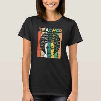 T-shirt Noir Histoire Mois Enseignant Black Woman Afro Ret