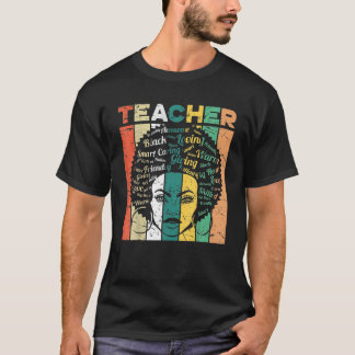 T-shirt Noir Histoire Mois Enseignant Black Woman Afro Ret