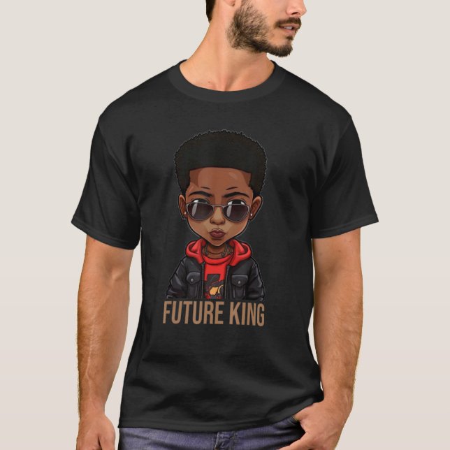 T-shirt Noir Histoire Mois Futur Roi Afro-Américain M (Devant)