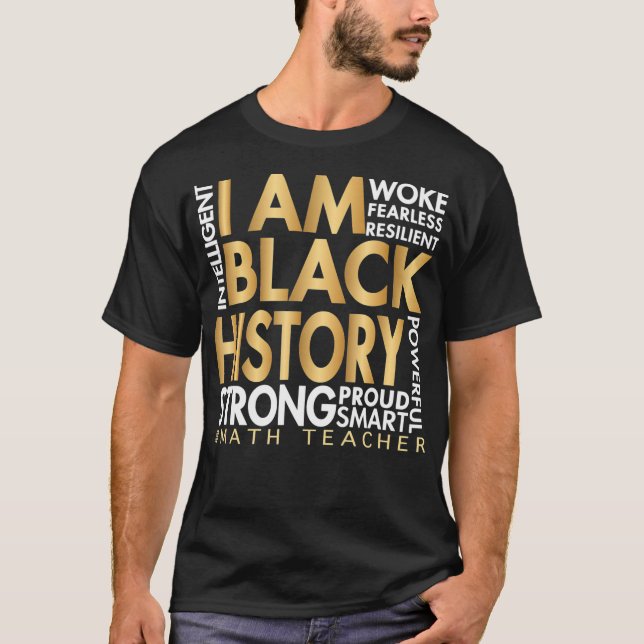 T-shirt Noir Histoire Mois Math Enseignant Africain Améric (Devant)