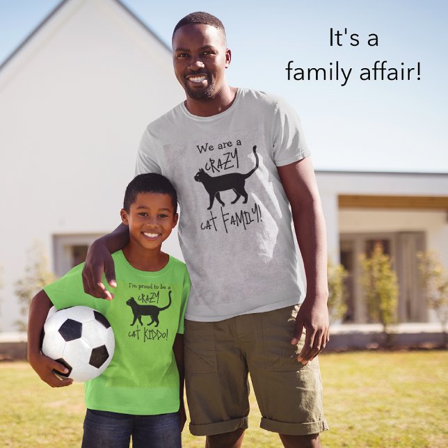 T-shirt Noir Jaune Personnalisé Crazy Cat Kiddo (Personalize it!)