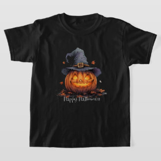 T-shirt noir "Joyeux Halloween" pour jeunes
