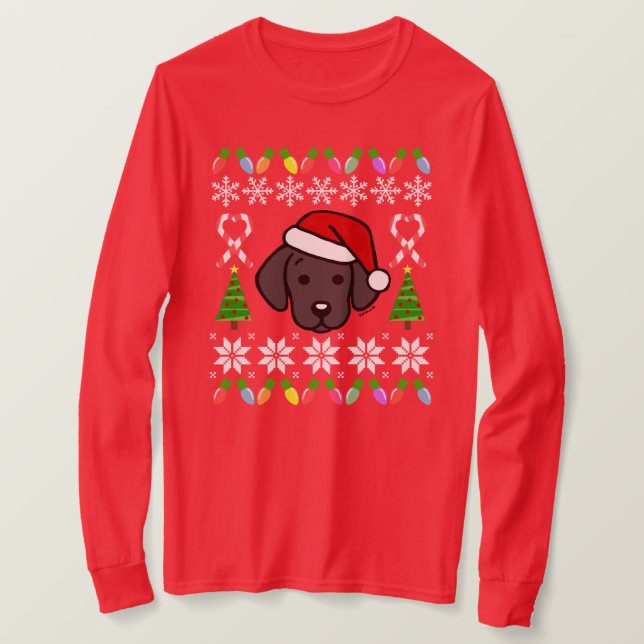 T-shirt Noir Labrador Motif de Noël (Design devant)