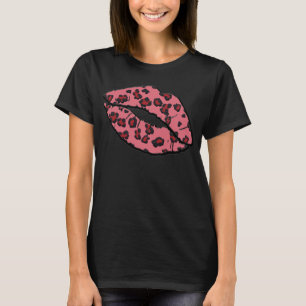 T-shirt noir Leppard's Valentine's Kiss Lips