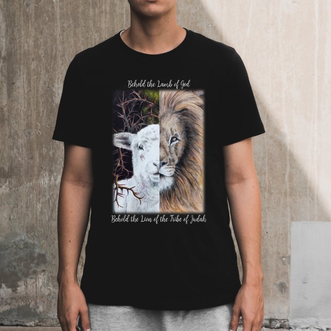 T-shirt noir Lion et agneau (Créateur téléchargé)