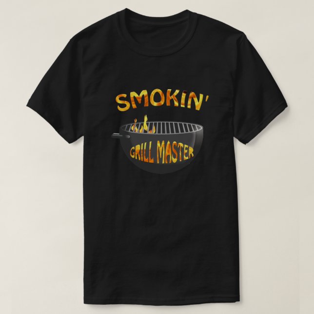 T-shirt noir Maître de grillades fumées (Design devant)