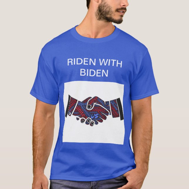 T-shirt noir masculin Riden avec Biden (Devant)