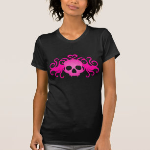 T-shirt Noir mignon de crâne rose de vampire