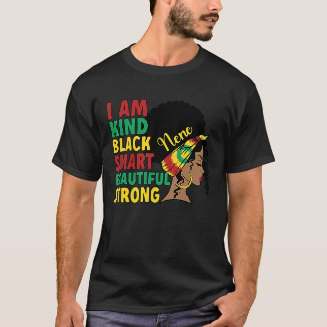 T-shirt Noir Nene Grand-mère Africaine Américaine Nene Gra (Devant)