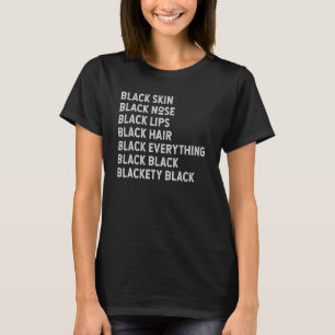 T-shirt Noir Noir Nez Noir Lèvres Noires État des cheveux