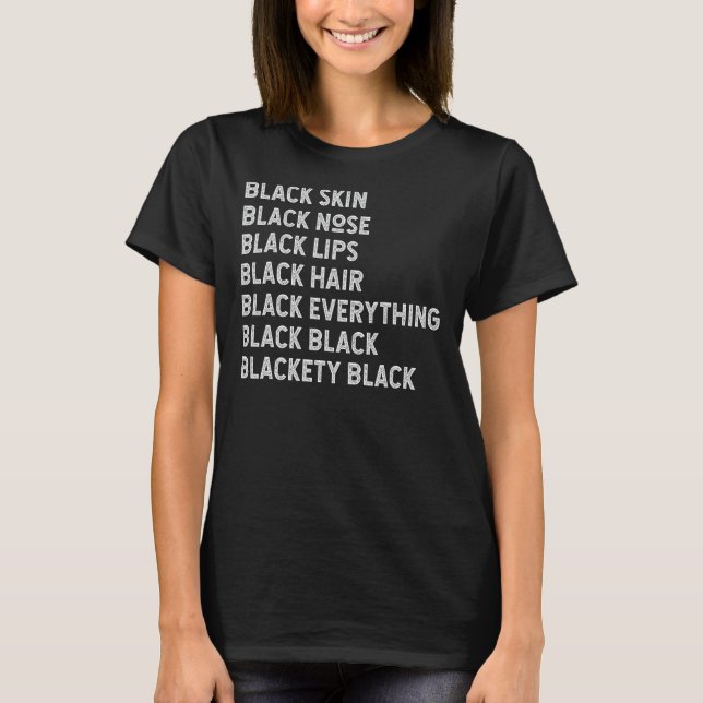 T-shirt Noir Noir Nez Noir Lèvres Noires État des cheveux  (Devant)