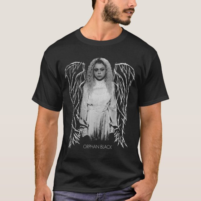T-shirt Noir orphelin | Helena - ailes d'ange (Devant)