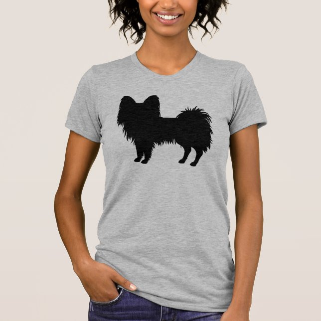 T-shirt Noir (Ou Autre Couleur) Papillon Chien Silhouette (Devant)