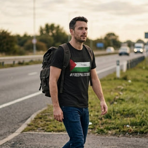 T-shirt noir PALESTINE GRATUIT pour homme