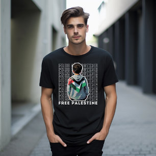 T-shirt noir PALESTINE GRATUIT pour homme