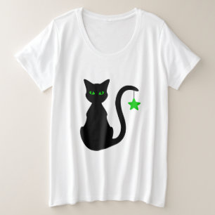T-shirt noir plus taille Chat