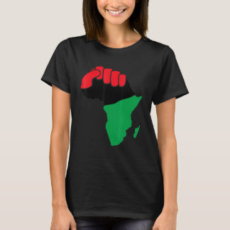 T-shirt Noir Poing Afrique Continent Illustration Histoire